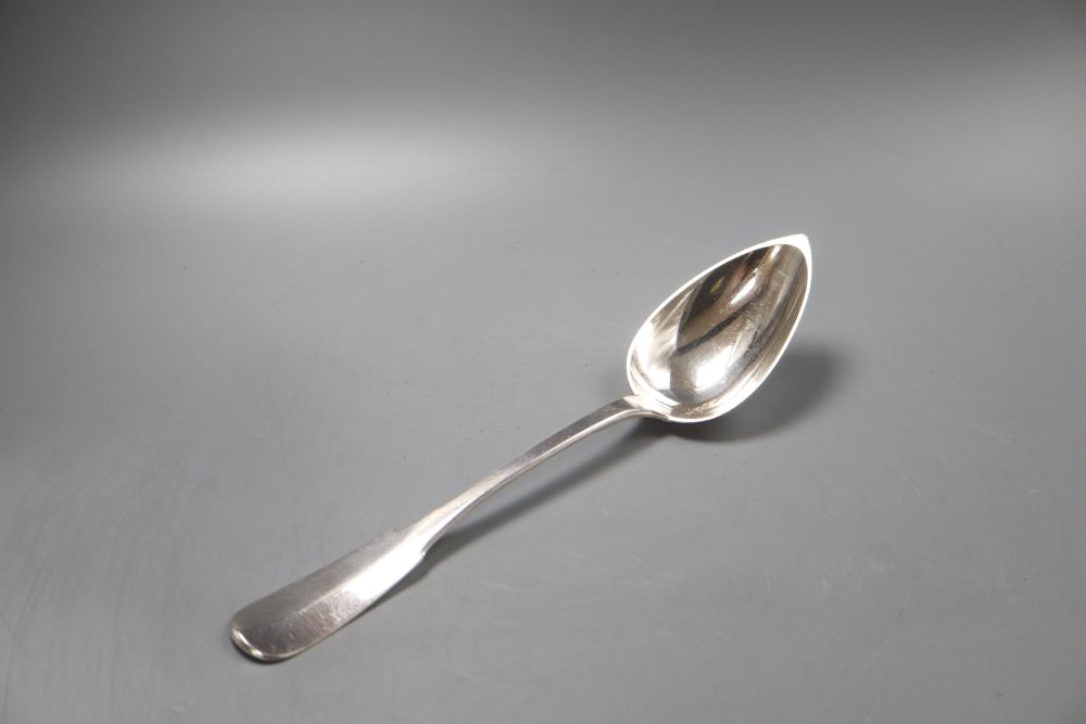 A 19th century Continental white metal fiddle pattern basting spoon